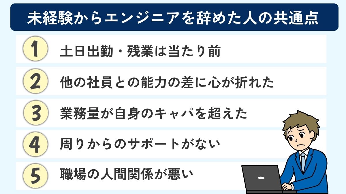 未経験からエンジニアになって辞めた人の共通点5つ