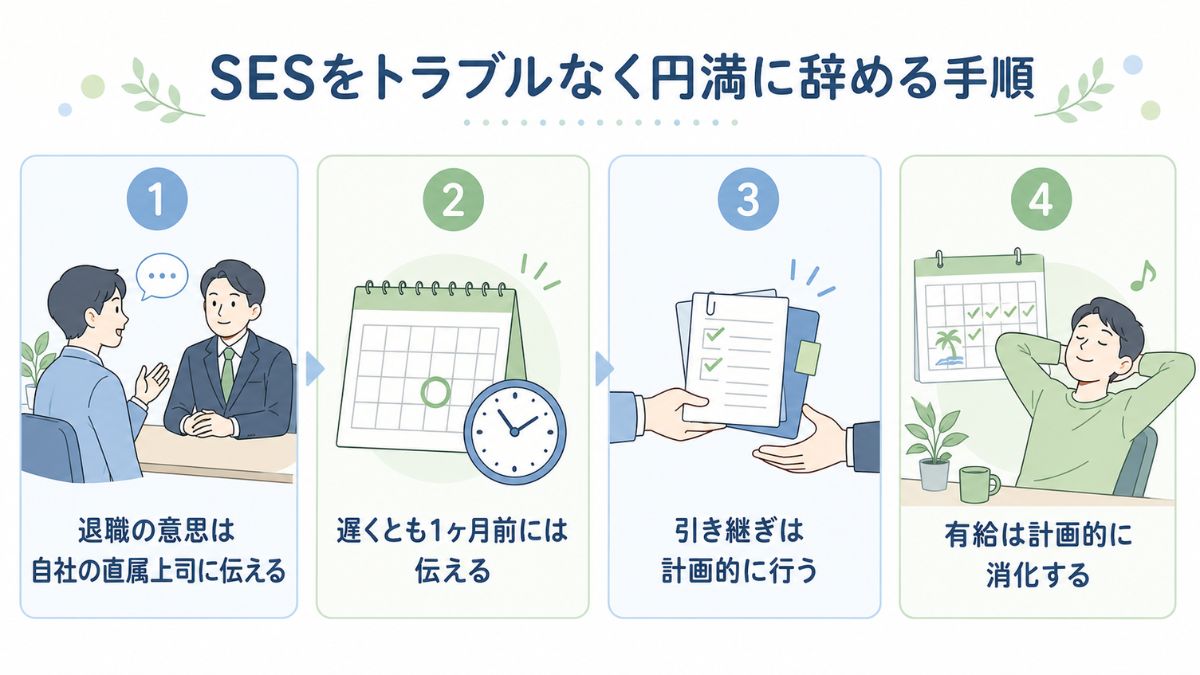 SESをトラブルなく円満に辞める手順